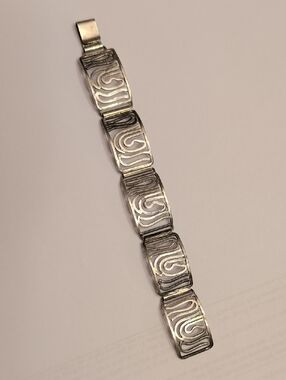 Vintage Silver Swirl Link Bracelet